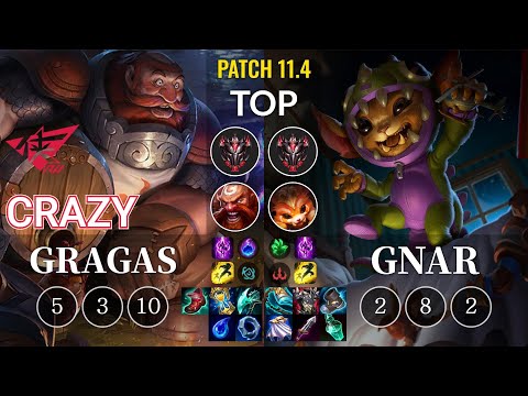 RW Crazy Gragas vs Gnar Top - KR Patch 11.4