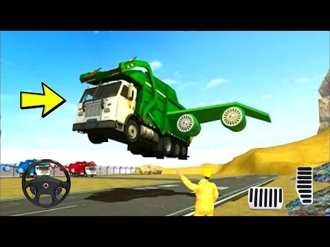 Flying Trash Dump Truck Driving - Garbage Truck Drive Simulator | Road Garbage Dump Truck Driver 3D