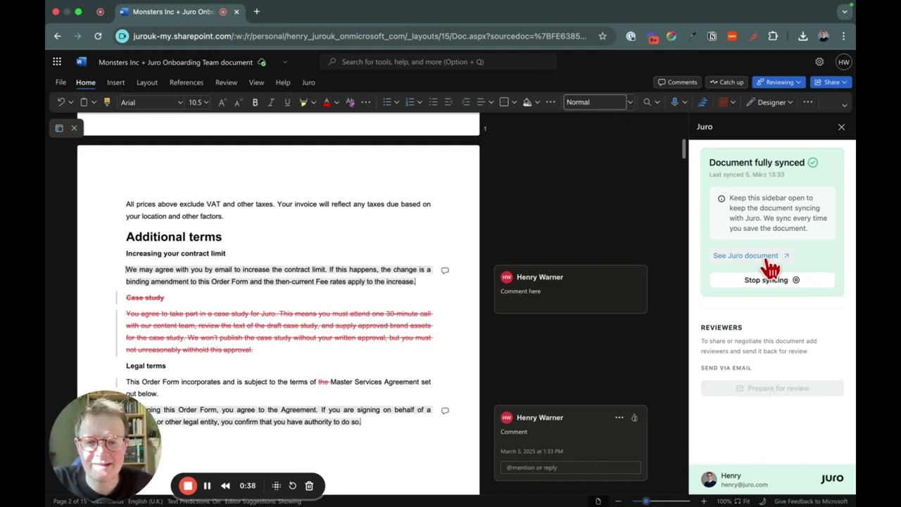 How to negotiate contracts in Word with Juro video thumbnail