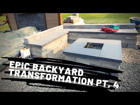 EPIC BACKYARD MAKEOVER PART 4 - Building a Paver Sitting Wall on a Paver Patio