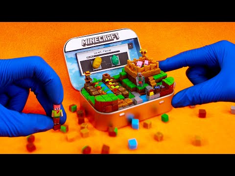 Making Tiny Minecraft Village Farm In The Box DIY ASRM #3 | Polymer Clay