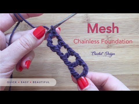 Crochet Quick Tip #2: How to crochet a Mesh stitch Chainless Foundation for beginners