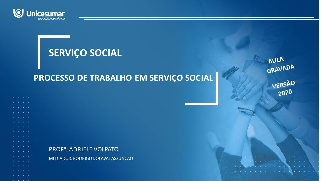 1ª Aula (versão 2020) PROCESSO DE TRABALHO EM SERVIÇO SOCIAL