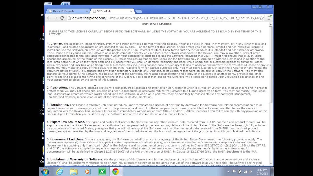 Sharp Print Driver Setup