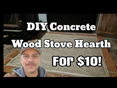 My $10 DIY Concrete Wood Stove Hearth