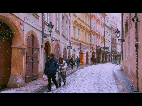 Walking in Heavy Snow in Prague 4k ❄️ Magical Winter Walk in Old Town  - Czech Republic Ambience