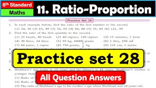 Practice set 28 | Class 6 | Ratio-Proportion | Chapter 11| Maths | Maharashtra State Board #class6