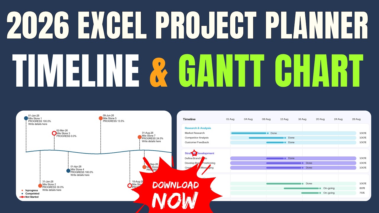 Best 2026 Excel Project Planner — Gantt + Timeline in One Template
