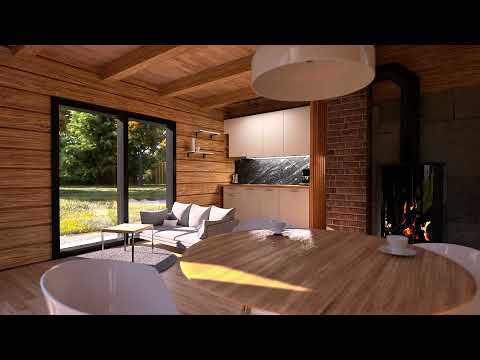 Domy z Lasu - Dom z bali, domek skandynawski na zgłoszenie 35m2 WIZUALIZACJA