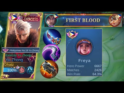 EVEN PRO FREYA CAN'T REACT TO THIS BURST BUILD COMBO! | YU ZHONG TOP PH - MLBB