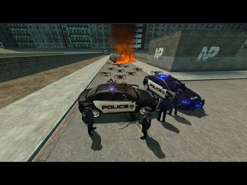 Huge Mutant Spiders VS Police gmod npc battles