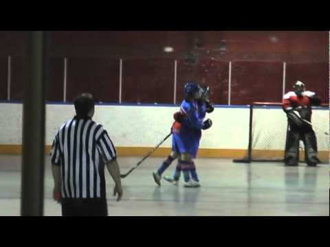 YC Ball Hockey - Mario Gets by Defender, Dekes Goalie & Scores while Falling Down
