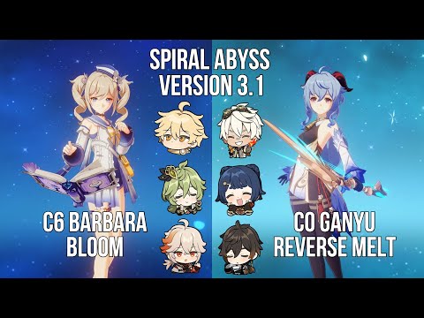 C6 Barbara Bloom - C0 Ganyu Reverse Melt | 3.1 Spiral Abyss Floor 12 | Genshin Impact