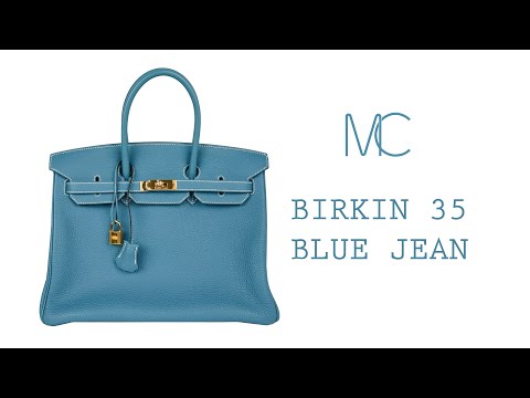 Hermes Birkin 35 Bag Iconic Rare Blue Jean Togo Gold Hardware • MIGHTYCHIC •