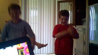 Cole and Ethan Kelly dancing to Dynamite