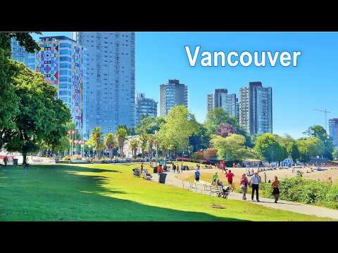 VANCOUVER Walking Tour 4K Downtown Beach and Denman Village