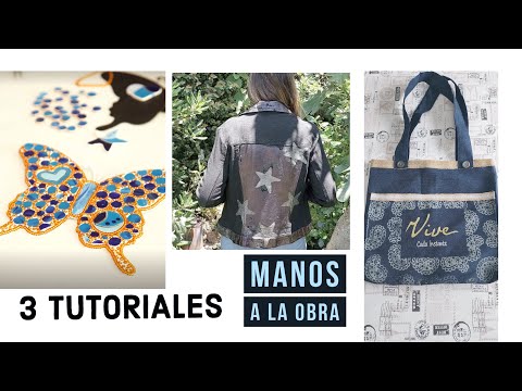 Manos a la Obra Tv 2022 Programa 49  Mariposas en Mosaico - Foil sobre Tela - Bolso de Jean
