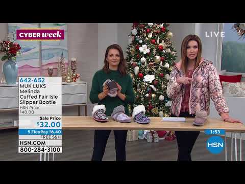 MUK LUKS Melinda Cuffed Fair Isle Slipper Bootie