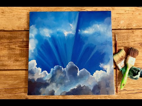 Himmel Wolken malen, mit Acryl, Lasurtechnik, Tutorial, Anleitung, How to paint sky clouds