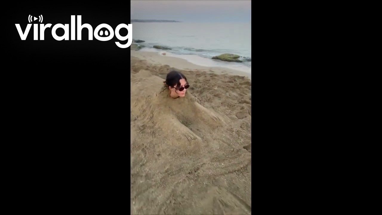A Human Sphinx at the Beach || ViralHog