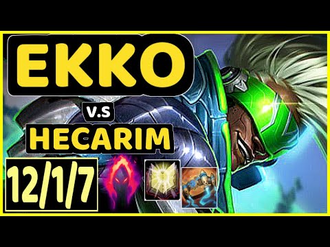 HY0G4 (EKKO) vs HECARIM - 12/1/7 KDA JUNGLE GAMEPLAY - BR Ranked GRANDMASTER