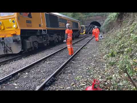 GBRF 59003 TO THE RESCUE, SALISBURY TRAINS CRASH