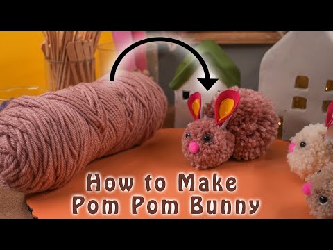 Easy Pompon Rabit Making I  Easy Crafts: Pom Pom Rabbits I  Pom Pom Bunnies | How To