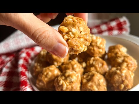 EASY 4 Ingredient No Bake Rice Cake Peanut Butter Protein Balls