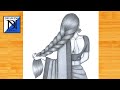 How to draw Girl backside Braided Hairstyle || Pencil sketch for beginner || Hairstyle drawing