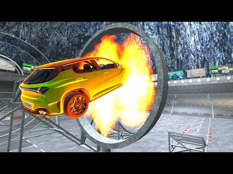 Cars  vs Jump Through Fire Ring - BeamNG.Drive | Fire Ring Jump Crashes | BeamNG Station