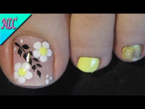 DISEÑO DE UÑAS PARA PIES FLORES Y ESPIGAS FÁCIL DE HACER – FLOWERS NAIL ART – NLC