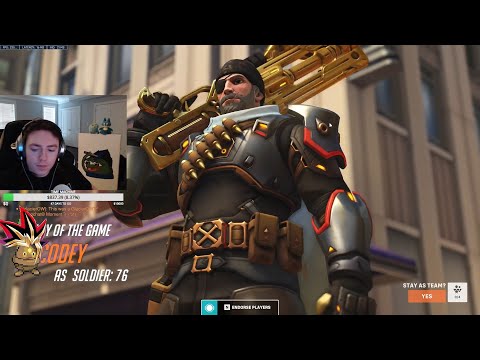 POTG! 65 ELIMS! CODEY INSANE SOLDIER 76 GAMEPLAY OVERWATCH 2 SEASON 1