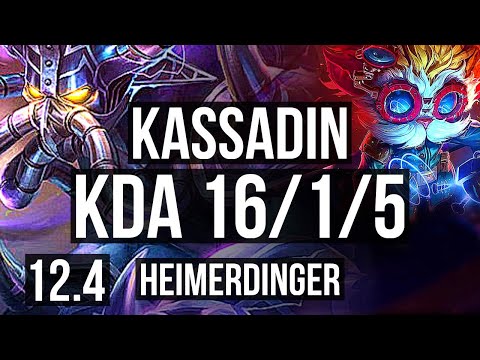 KASSADIN vs HEIMERDINGER (MID) | 16/1/5, 8 solo kills, Legendary | NA Grandmaster | 12.4