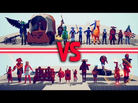 DLC WILD WEST vs DLC ANCIENT TEAM - Totally Accurate Battle Simulator | TABS