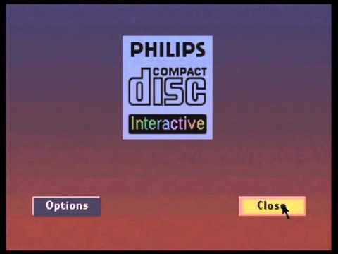 Philips CD-i system start-up menu and "Philips Interactive Media" logo