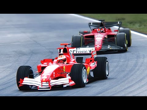 Ferrari F1 2022 vs Ferrari F1 2005 (LecLrec vs Schumacher) at Monza