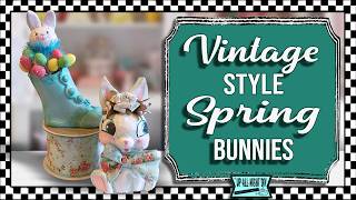 VINTAGE Style Spring BUNNIES from Air Dry Clay