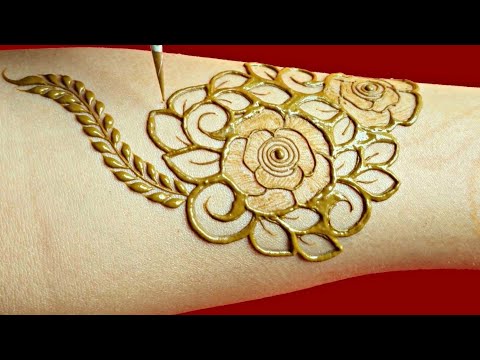 Easy &amp;Simple rose bridal mehndi design ll full hand wedding henna for bride ll 2021 henna tutorial