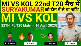 MI vs KOL Team II MI vs KOL  Team Prediction II IPL 2023 II kkr vs mi