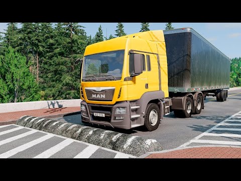 Cars and Truck vs Extreme Broken Road with Speed Bumps SPECIAL #116 | BeamNG Drive | TrucksVs