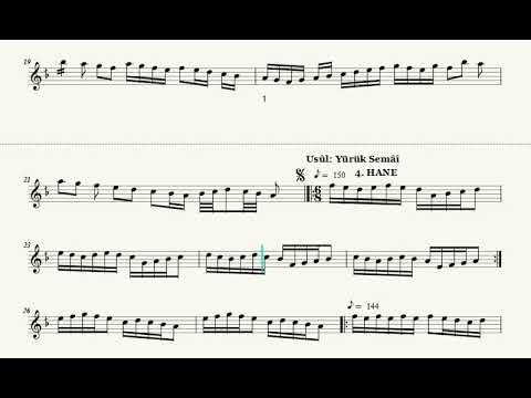 Bayati Saz Semaisi (İbrahim Al Aryan) Nota Eşliğinde (Ahenk: Kız Neyi)