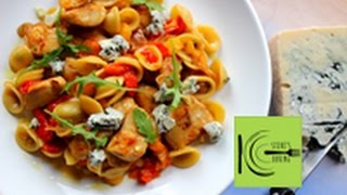 preview picture of video 'Orecchiette with Chicken, Roasted Peppers and Gorgonzola recipe'
