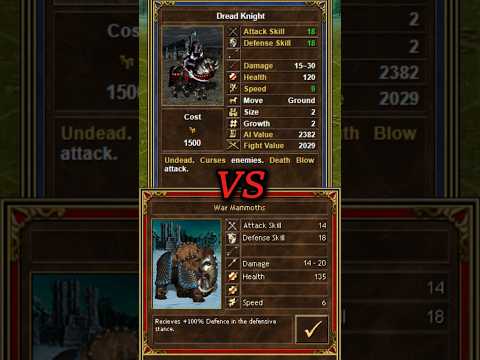 Tier 6 CHECK BATTLE Dread Knight vs War Mammoths[BULWARK] #heroes3 #games #gaming #gameplay #shorts