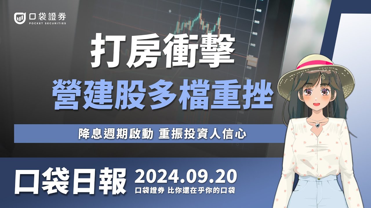 【口袋日報】打房首波衝擊,營建股多檔重挫!降息週期啟動,軟著陸希望增強,重振投資人信心!2024.09.20