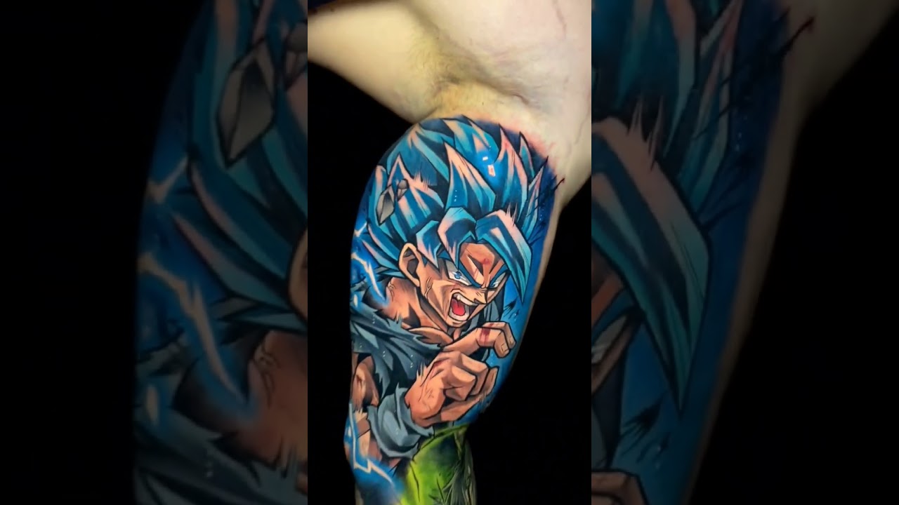 Goku ssjblue from Dragonball - tattoo by dave.vero.ink