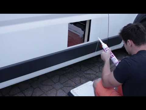 Self build camper toilet access door installation