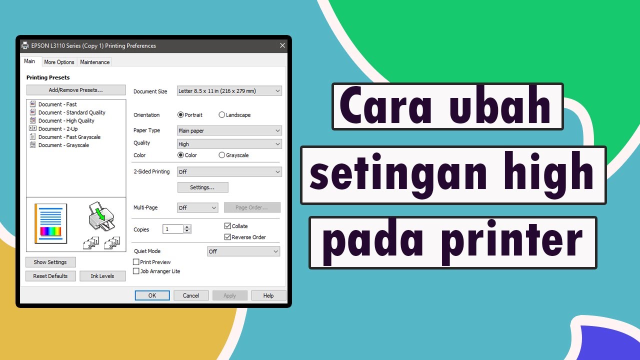 Cara setting printer high quality || setting printer kualitas bagus