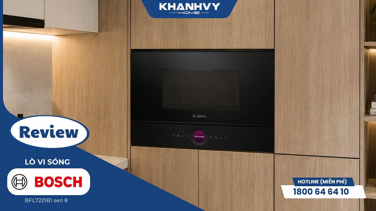 Lò vi sóng Bosch BFL7221B1 Series 8 mặt kính đen
