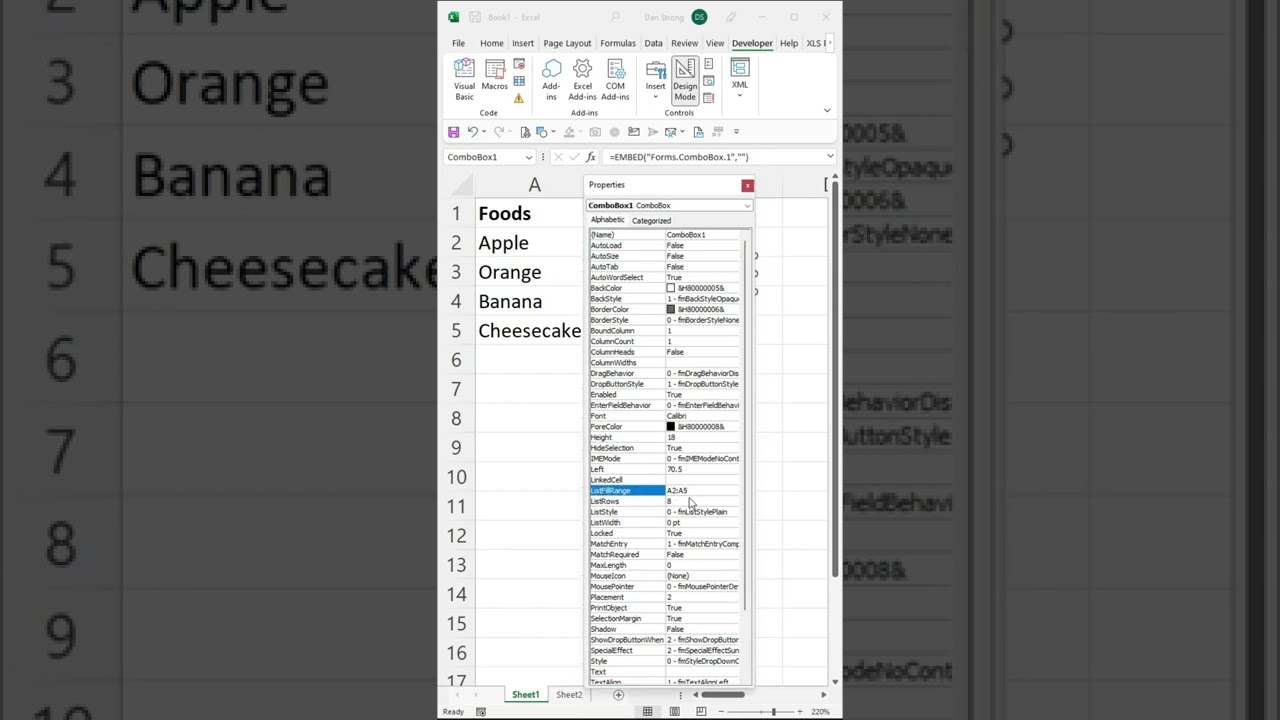 How to make a ComboBox (dropdown) in Excel