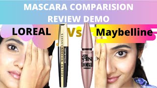 #loreal volume million lashes mascara vs #Maybelline lash sensation #mascara demo review comparison
